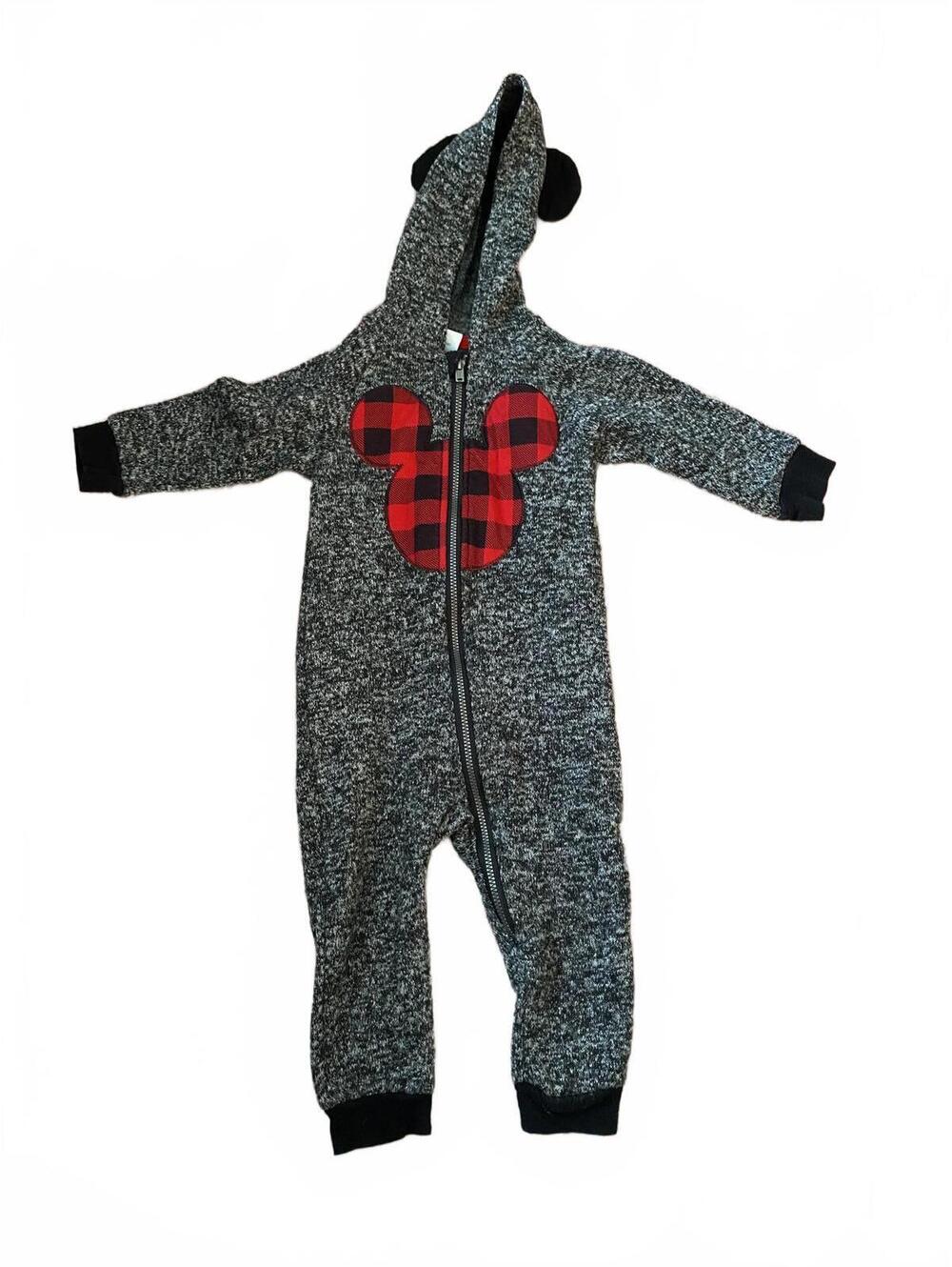 Disney Mickey Mouse Plaid Hooded Baby Sleeper Size 12-18 months